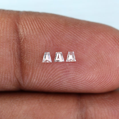 Natural Salt and Pepper Diamonds - 0.11 CT Baguette Cut, SI Clarity, 2.10-2.20 MM (Set of 3) for Custom Jewelry Design