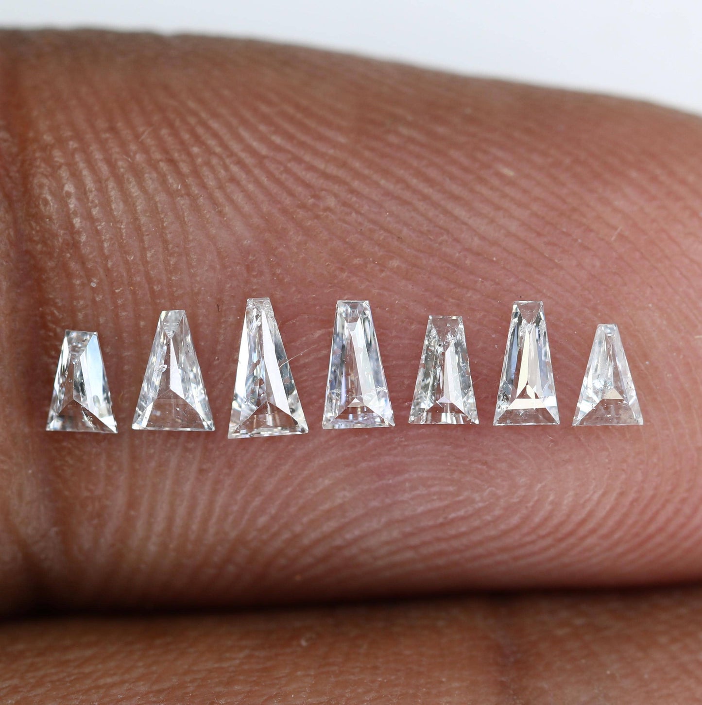 Natural Salt and Pepper Baguette Diamonds - 0.41 CT SI Clarity, 3.00-4.10 MM (Set of 7) for Jewelry Making and Custom Design