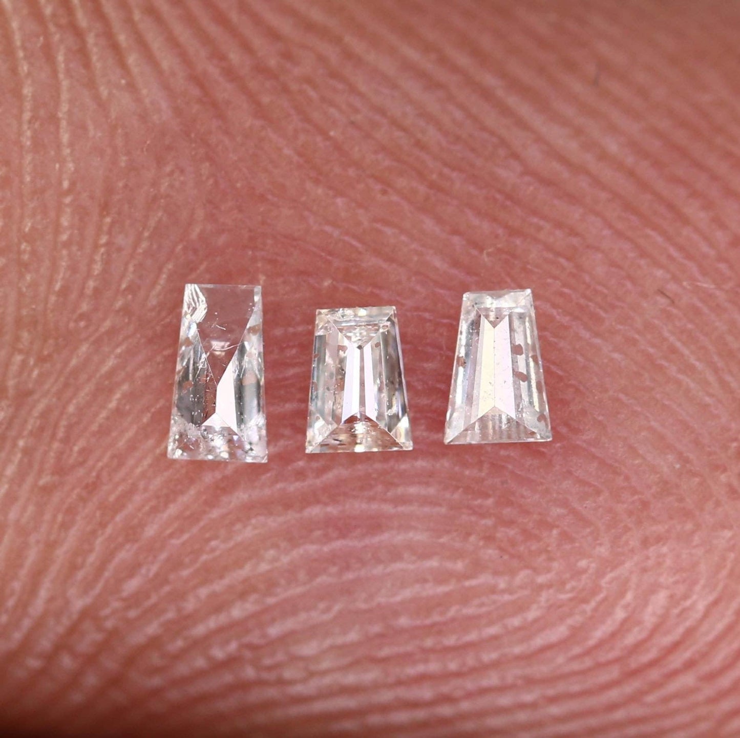 Natural Salt and Pepper Baguette Diamonds - 0.14 CT SI Clarity, 2.50-3.10 MM (Set of 3) for Jewelry Making & Custom Design