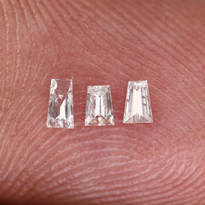 Natural Salt and Pepper Baguette Diamonds - 0.14 CT SI Clarity, 2.50-3.10 MM (Set of 3) for Jewelry Making & Custom Design