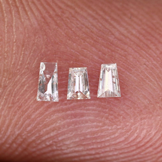 Natural Salt and Pepper Baguette Diamonds - 0.14 CT SI Clarity, 2.50-3.10 MM (Set of 3) for Jewelry Making & Custom Design