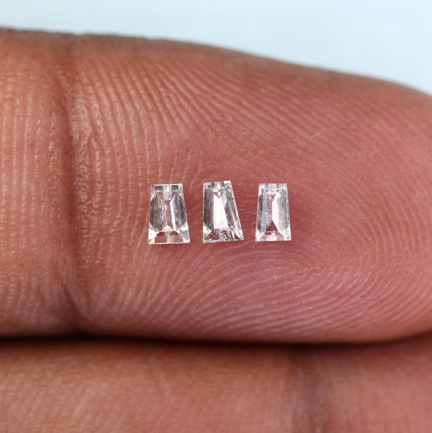 Natural Salt and Pepper Diamonds - 0.30 CT Baguette Cut, SI Clarity, 3.30-3.50 MM (Set of 3) for Custom Jewelry Design