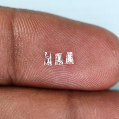 Natural Salt and Pepper Baguette Diamonds - 0.14 CT SI Clarity, 2.50-3.10 MM (Set of 3) for Jewelry Making & Custom Design