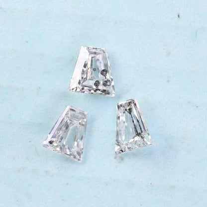 Natural Salt and Pepper Diamonds - 0.11 CT Baguette Cut, SI Clarity, 2.10-2.20 MM (Set of 3) for Custom Jewelry Design