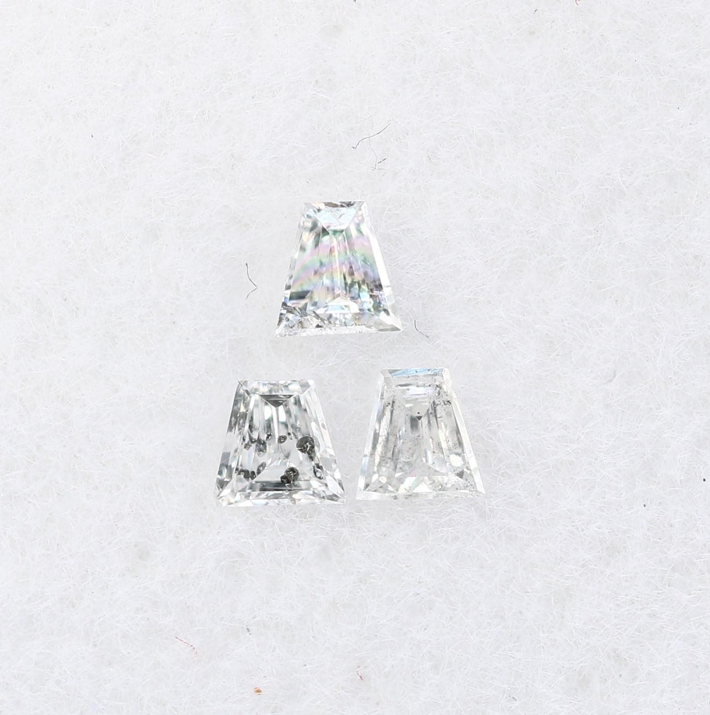 Natural Salt and Pepper Diamonds - 0.11 CT Baguette Cut, SI Clarity, 2.10-2.20 MM (Set of 3) for Custom Jewelry Design