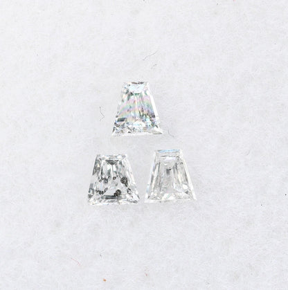 Natural Salt and Pepper Diamonds - 0.11 CT Baguette Cut, SI Clarity, 2.10-2.20 MM (Set of 3) for Custom Jewelry Design