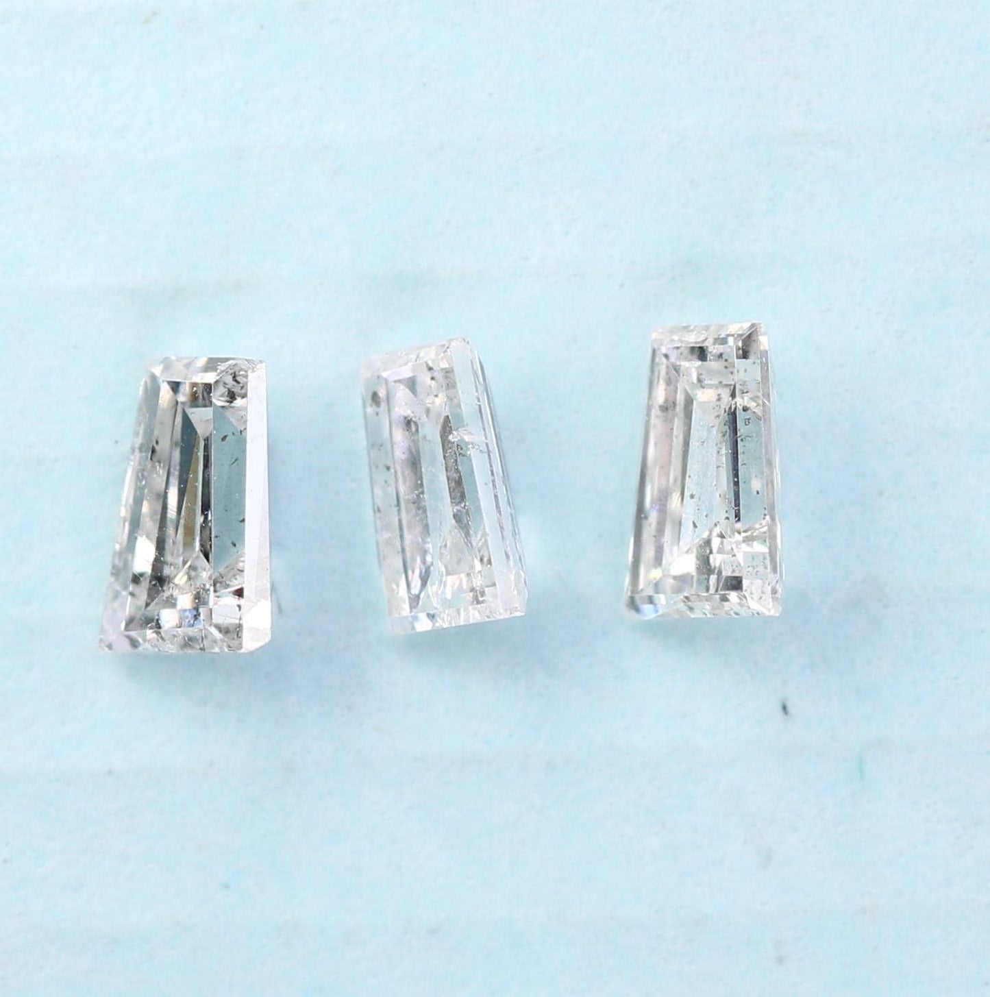 Natural Salt and Pepper Diamonds - 0.30 CT Baguette Cut, SI Clarity, 3.30-3.50 MM (Set of 3) for Custom Jewelry Design