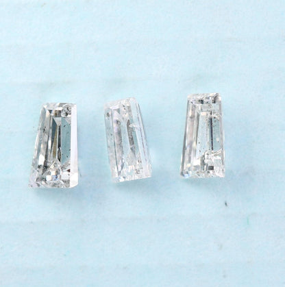 Natural Salt and Pepper Diamonds - 0.30 CT Baguette Cut, SI Clarity, 3.30-3.50 MM (Set of 3) for Custom Jewelry Design