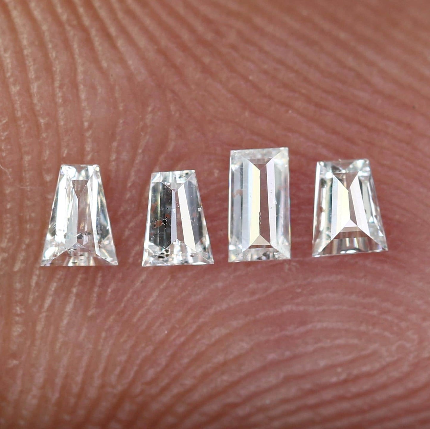 Natural Salt and Pepper Diamonds - 0.19 CT Baguette Cut, SI Clarity, 2.50-3.10 MM (Set of 4) for Custom Jewelry