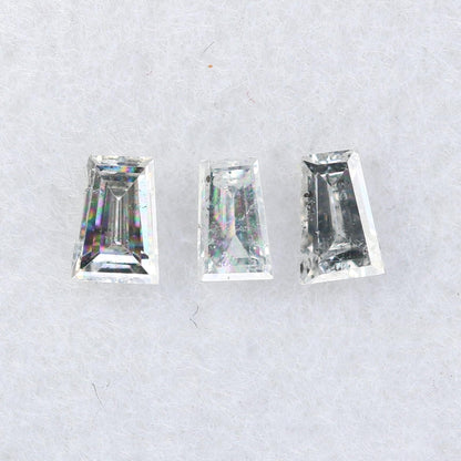 Natural Salt and Pepper Diamonds - 0.30 CT Baguette Cut, SI Clarity, 3.30-3.50 MM (Set of 3) for Custom Jewelry Design