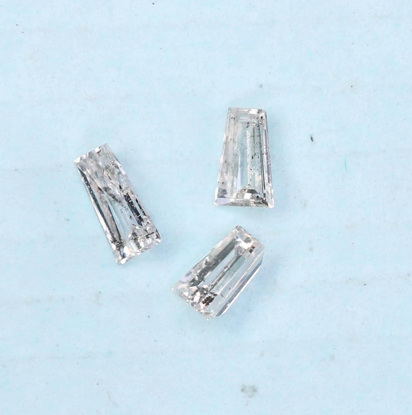 Natural Salt and Pepper Baguette Diamonds - 0.14 CT SI Clarity, 2.50-3.10 MM (Set of 3) for Jewelry Making & Custom Design