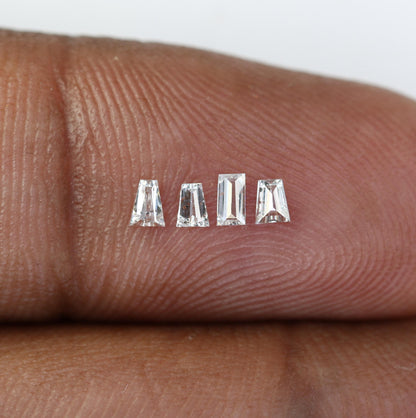 Natural Salt and Pepper Diamonds - 0.19 CT Baguette Cut, SI Clarity, 2.50-3.10 MM (Set of 4) for Custom Jewelry