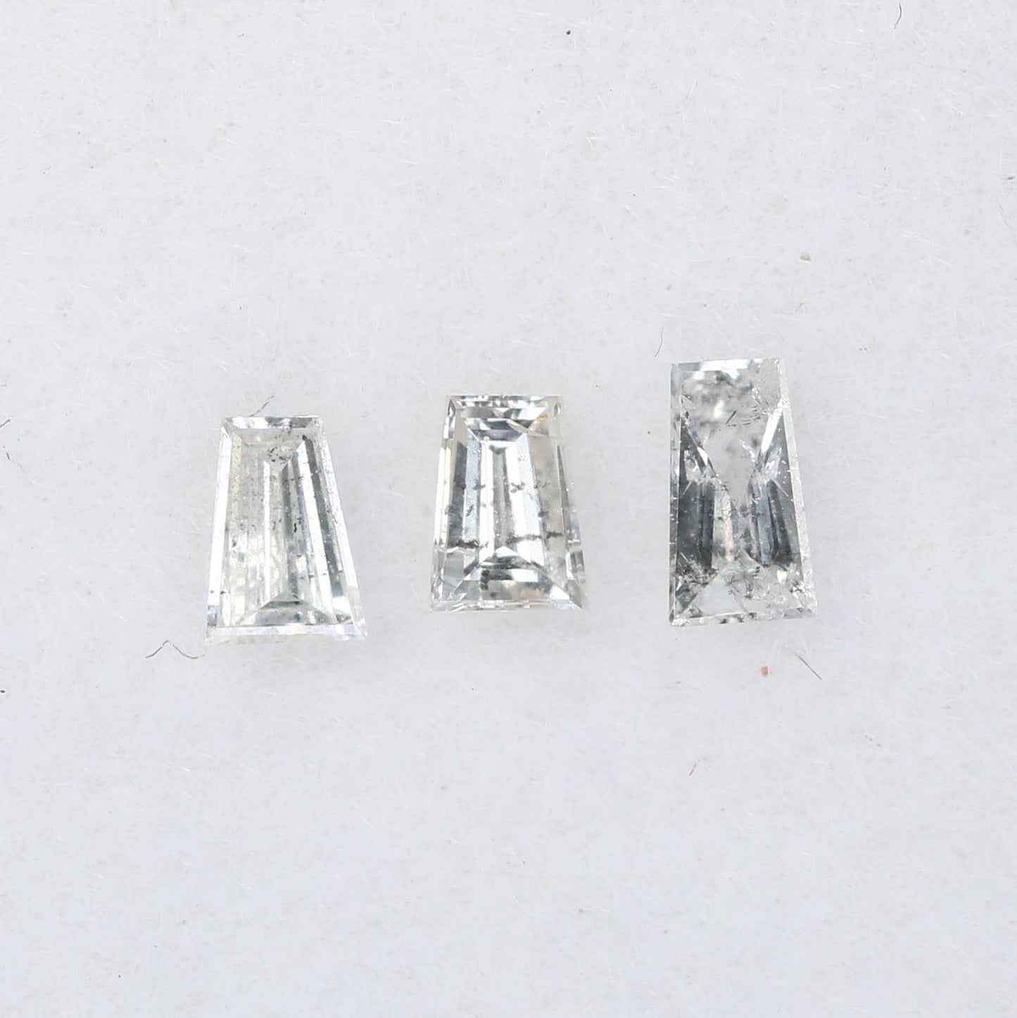 Natural Salt and Pepper Baguette Diamonds - 0.14 CT SI Clarity, 2.50-3.10 MM (Set of 3) for Jewelry Making & Custom Design