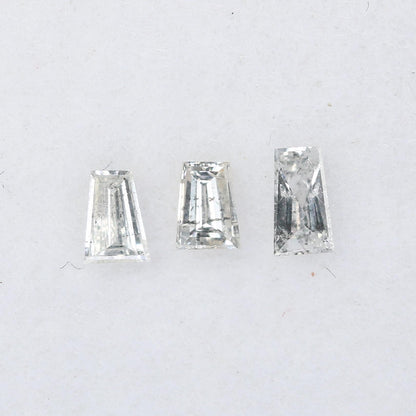Natural Salt and Pepper Baguette Diamonds - 0.14 CT SI Clarity, 2.50-3.10 MM (Set of 3) for Jewelry Making & Custom Design