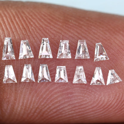 Natural Salt and Pepper Diamonds - 0.50 CT Baguette Cut, SI Clarity, 1.90-3.10 MM (Set of 13) for Unique Jewelry Design