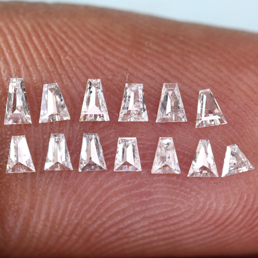 Natural Salt and Pepper Diamonds - 0.50 CT Baguette Cut, SI Clarity, 1.90-3.10 MM (Set of 13) for Unique Jewelry Design