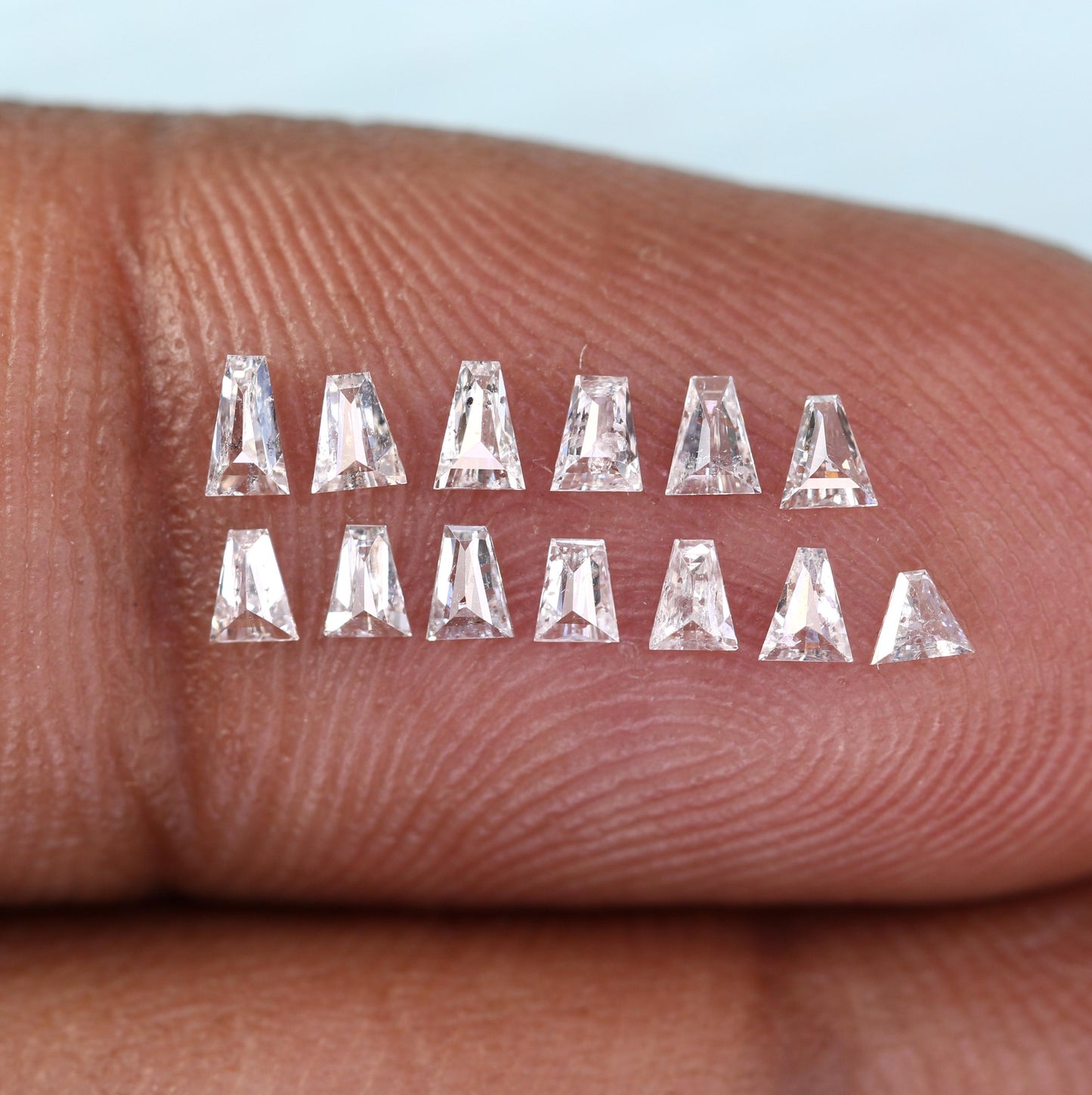 Natural Salt and Pepper Diamonds - 0.50 CT Baguette Cut, SI Clarity, 1.90-3.10 MM (Set of 13) for Unique Jewelry Design