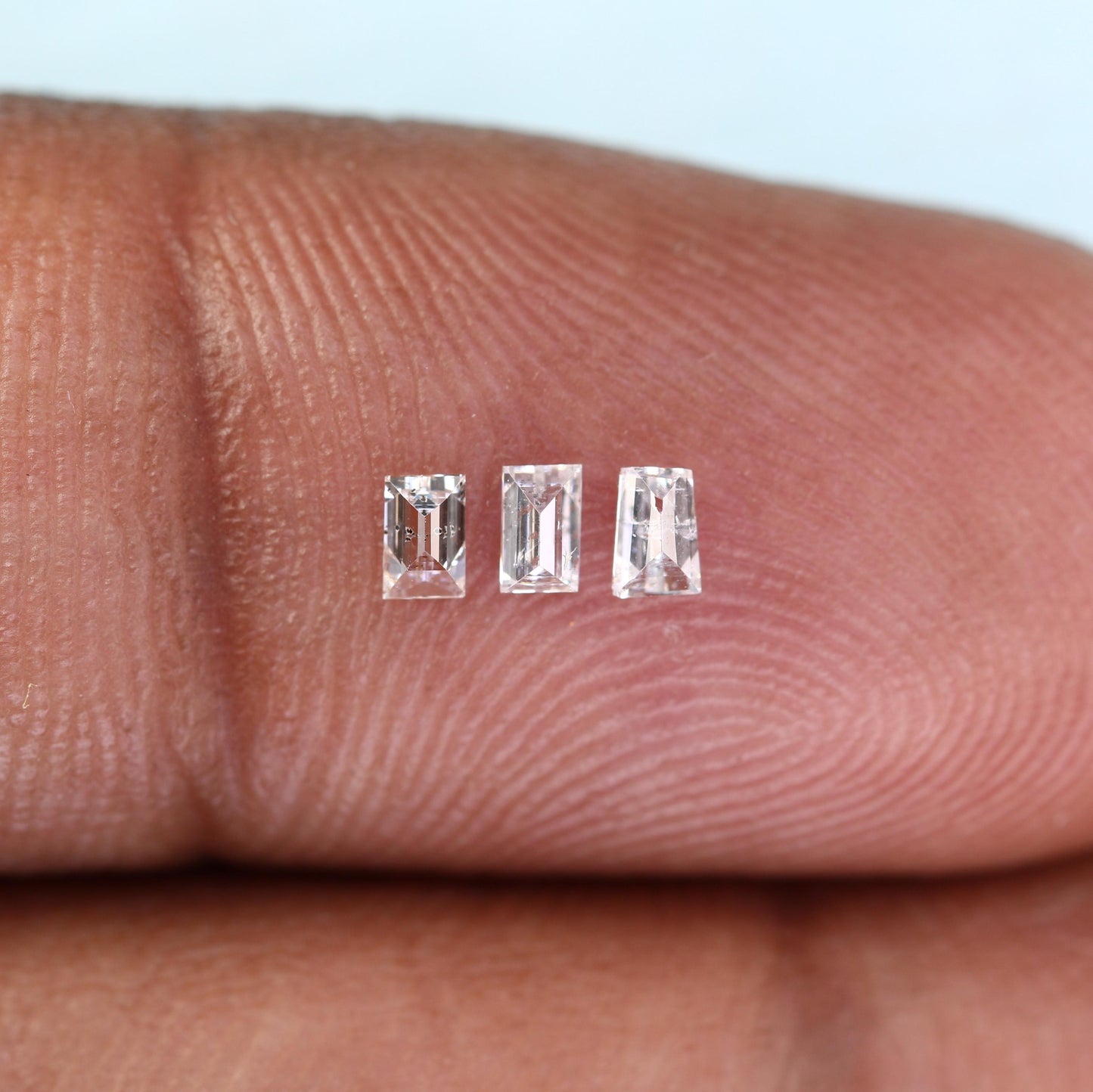 Natural Salt and Pepper Diamonds - 0.22 CT Baguette Cut, SI Clarity, 2.80-3.00 MM (Set of 3) for Custom Jewelry