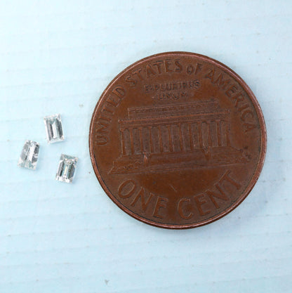 Natural Salt and Pepper Diamonds - 0.22 CT Baguette Cut, SI Clarity, 2.80-3.00 MM (Set of 3) for Custom Jewelry