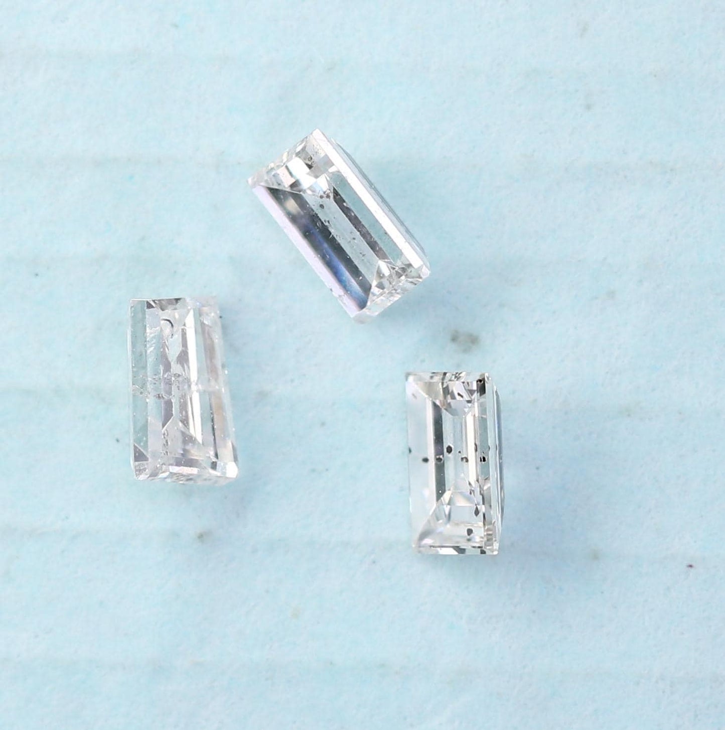 Natural Salt and Pepper Diamonds - 0.22 CT Baguette Cut, SI Clarity, 2.80-3.00 MM (Set of 3) for Custom Jewelry