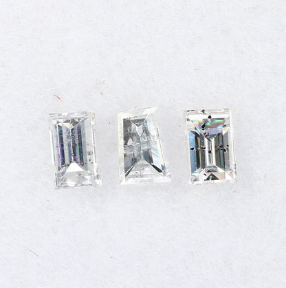 Natural Salt and Pepper Diamonds - 0.22 CT Baguette Cut, SI Clarity, 2.80-3.00 MM (Set of 3) for Custom Jewelry