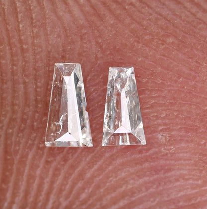 Natural Salt and Pepper Diamonds - 0.14 CT Baguette Cut, SI Clarity, 3.70-4.00 MM (Set of 2) for Jewelry Crafting