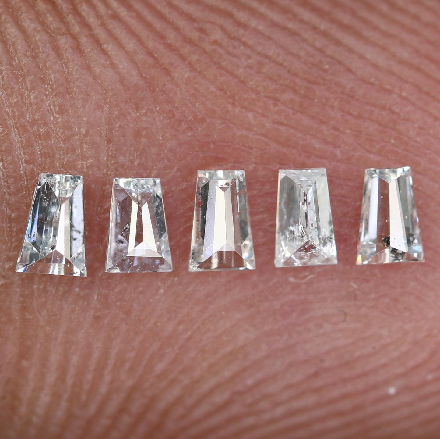 Natural Salt and Pepper Diamonds - 0.25 CT Baguette Cut, SI Clarity, 2.70-2.80 MM (Set of 5) for Jewelry Design