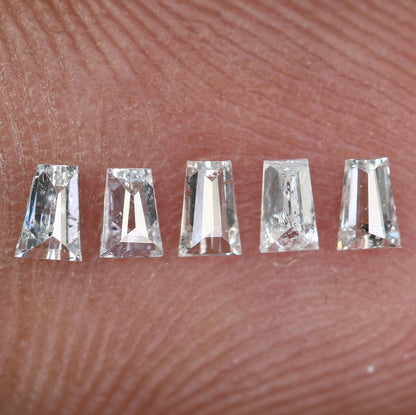 Natural Salt and Pepper Diamonds - 0.25 CT Baguette Cut, SI Clarity, 2.70-2.80 MM (Set of 5) for Jewelry Design