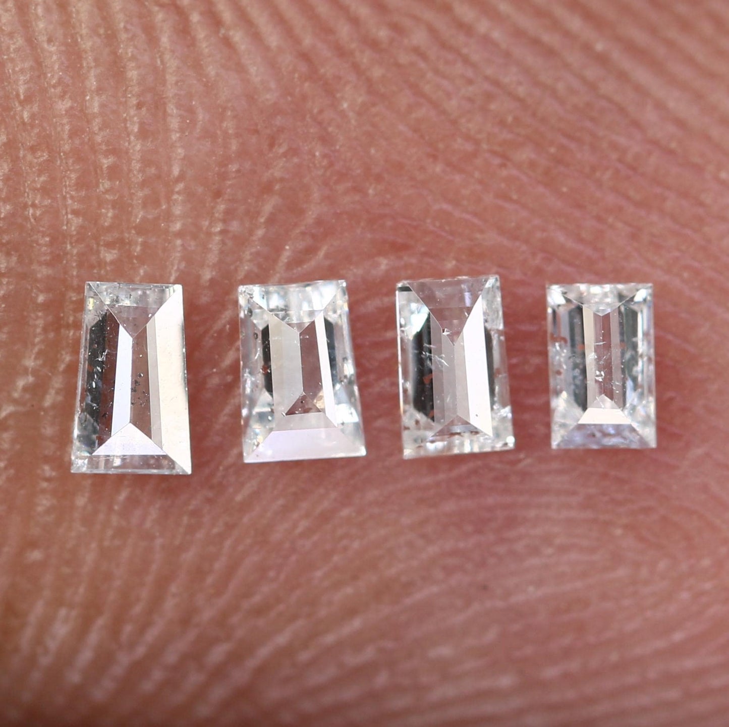 Natural Salt and Pepper Baguette Diamonds - 0.22 CT Loose Stones, SI Clarity, 2.70-3.20 MM (Set of 4) for Jewelry Making
