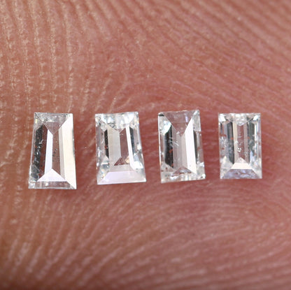 Natural Salt and Pepper Baguette Diamonds - 0.22 CT Loose Stones, SI Clarity, 2.70-3.20 MM (Set of 4) for Jewelry Making