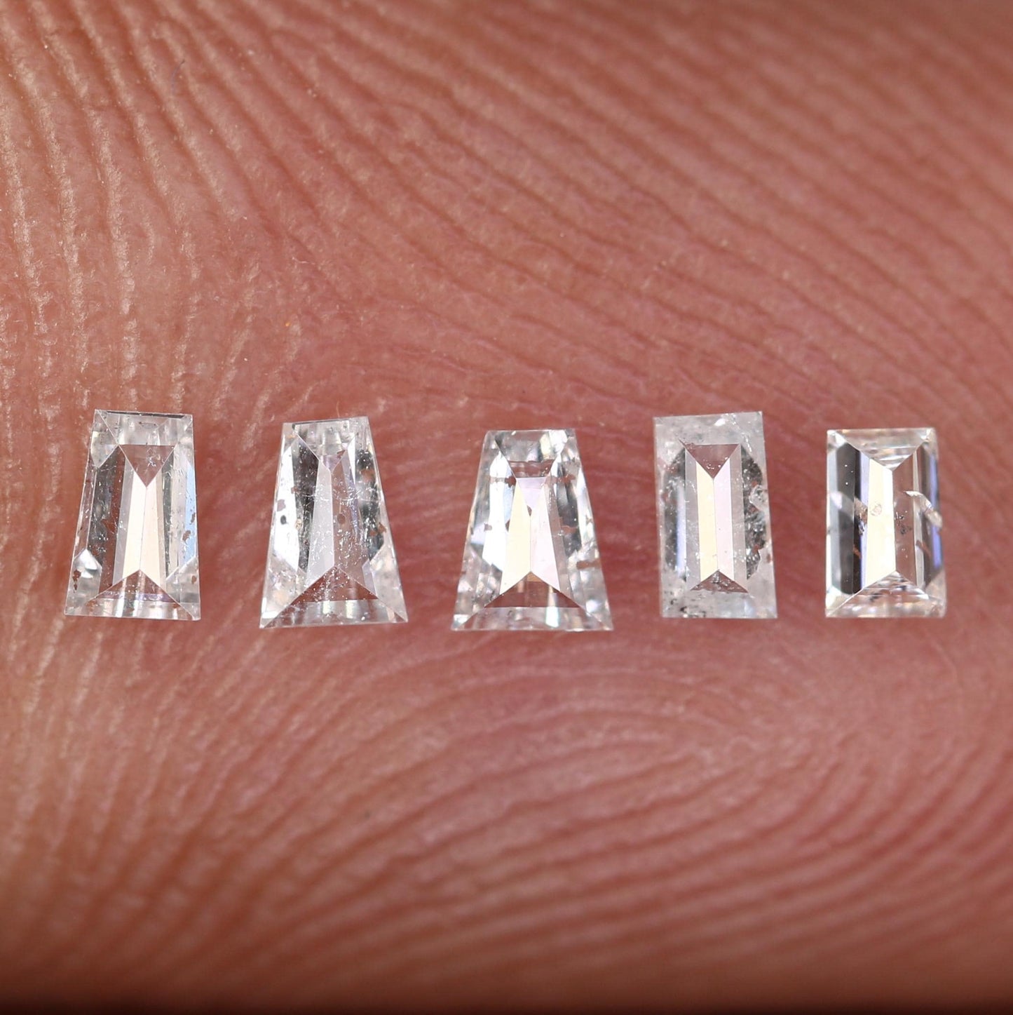 Natural Salt and Pepper Diamonds - 0.27 CT Baguette Cut, SI Clarity, 2.60-2.90 MM (Set of 5) for Custom Jewelry Making