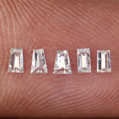 Natural Salt and Pepper Diamonds - 0.27 CT Baguette Cut, SI Clarity, 2.60-2.90 MM (Set of 5) for Custom Jewelry Making