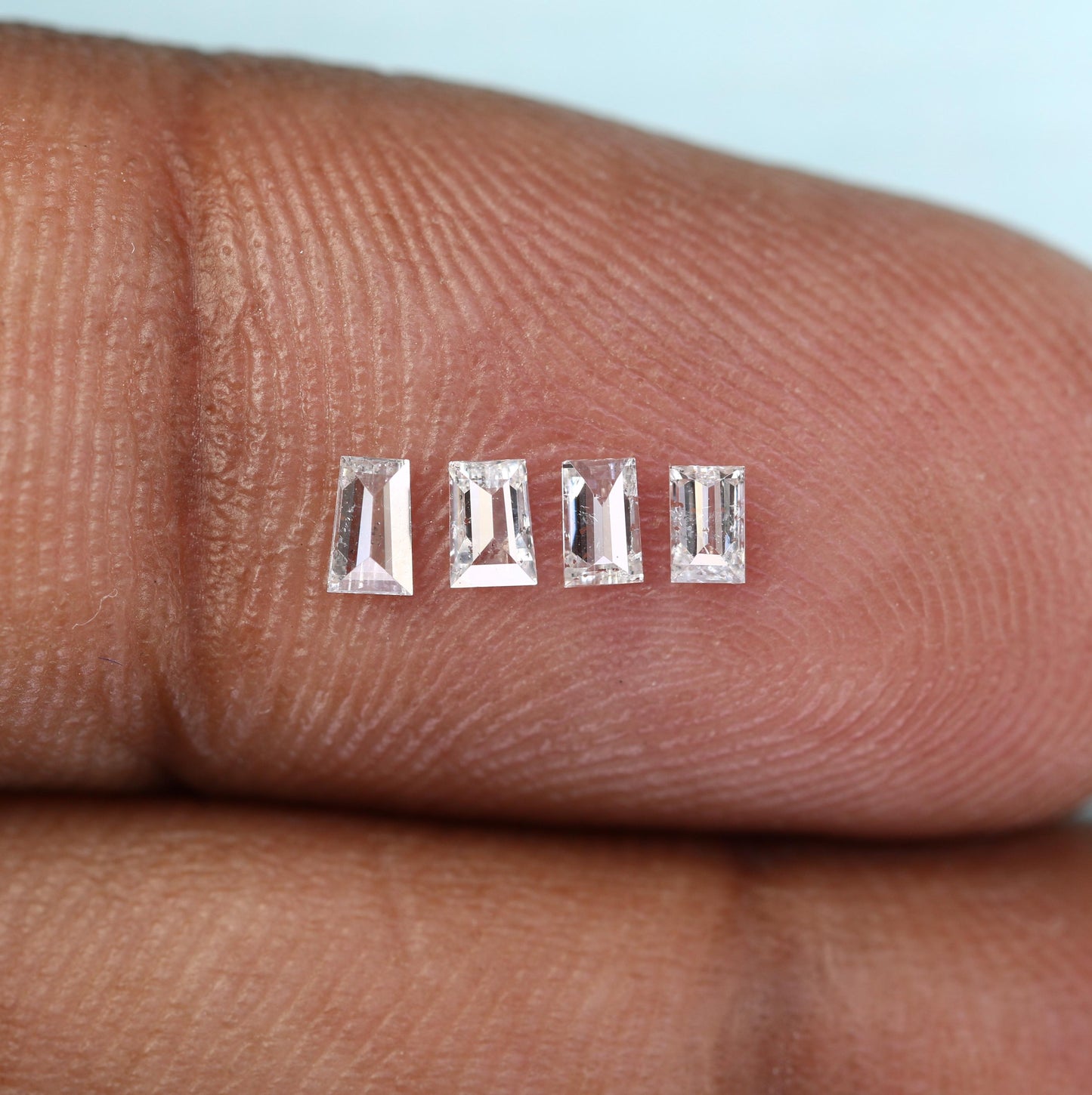 Natural Salt and Pepper Baguette Diamonds - 0.22 CT Loose Stones, SI Clarity, 2.70-3.20 MM (Set of 4) for Jewelry Making