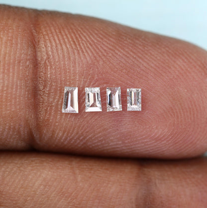 Natural Salt and Pepper Baguette Diamonds - 0.22 CT Loose Stones, SI Clarity, 2.70-3.20 MM (Set of 4) for Jewelry Making