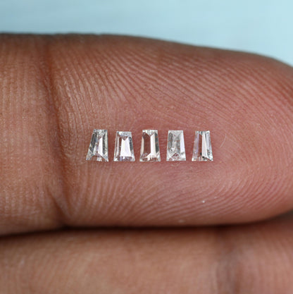 Natural Salt and Pepper Diamonds - 0.25 CT Baguette Cut, SI Clarity, 2.70-2.80 MM (Set of 5) for Jewelry Design