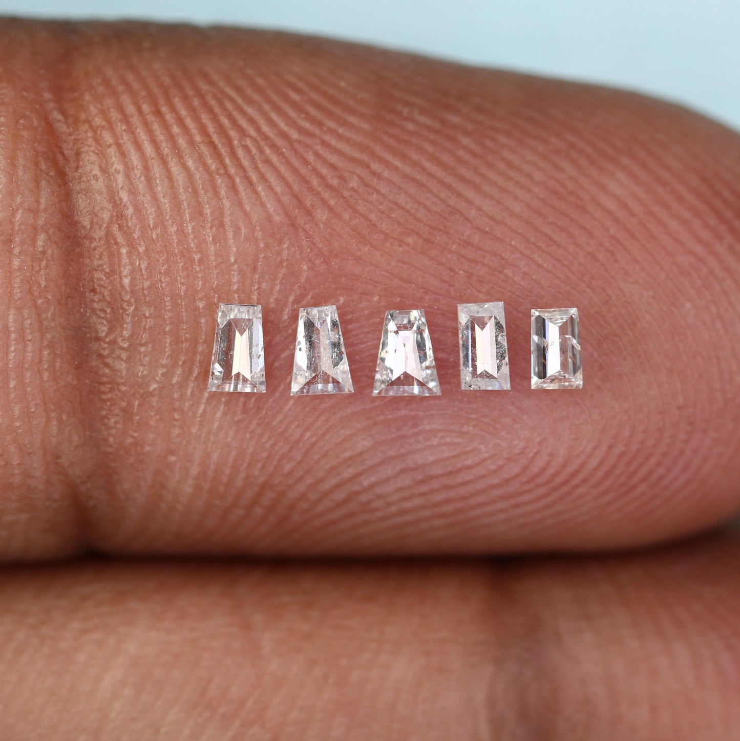 Natural Salt and Pepper Diamonds - 0.27 CT Baguette Cut, SI Clarity, 2.60-2.90 MM (Set of 5) for Custom Jewelry Making