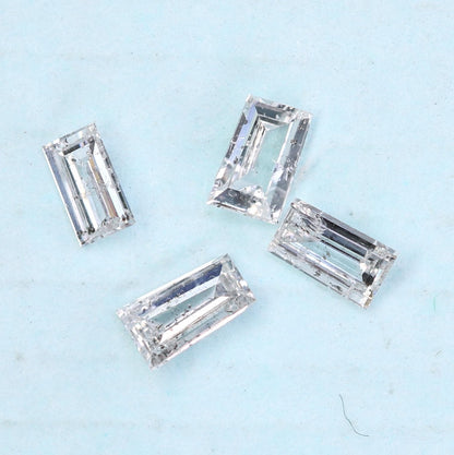 Natural Salt and Pepper Baguette Diamonds - 0.22 CT Loose Stones, SI Clarity, 2.70-3.20 MM (Set of 4) for Jewelry Making