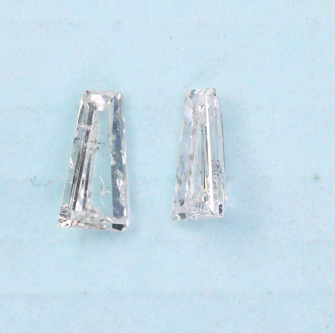 Natural Salt and Pepper Diamonds - 0.14 CT Baguette Cut, SI Clarity, 3.70-4.00 MM (Set of 2) for Jewelry Crafting