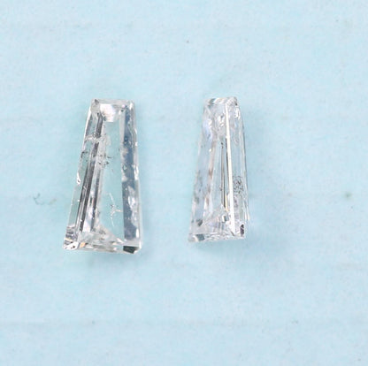 Natural Salt and Pepper Diamonds - 0.14 CT Baguette Cut, SI Clarity, 3.70-4.00 MM (Set of 2) for Jewelry Crafting