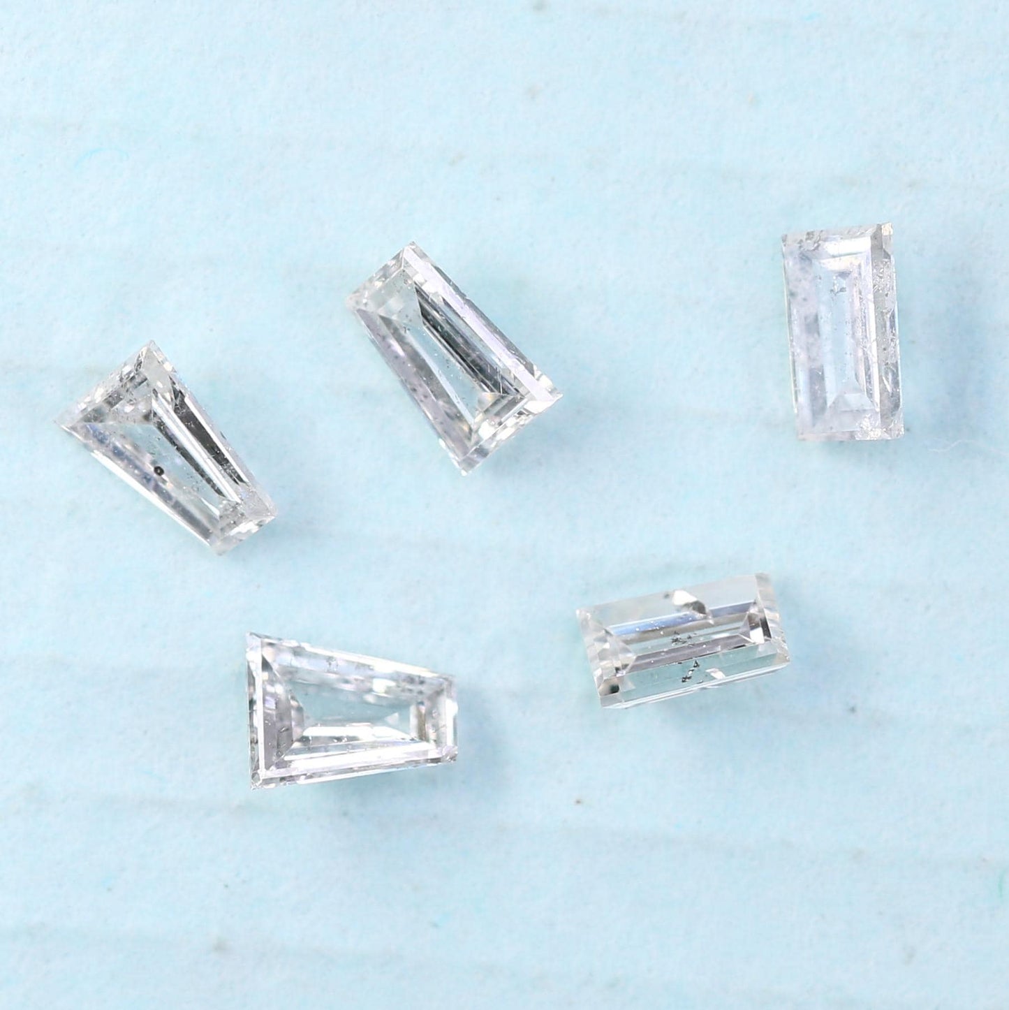 Natural Salt and Pepper Diamonds - 0.27 CT Baguette Cut, SI Clarity, 2.60-2.90 MM (Set of 5) for Custom Jewelry Making