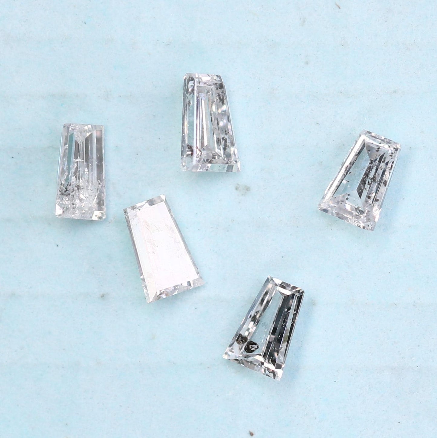 Natural Salt and Pepper Diamonds - 0.25 CT Baguette Cut, SI Clarity, 2.70-2.80 MM (Set of 5) for Jewelry Design