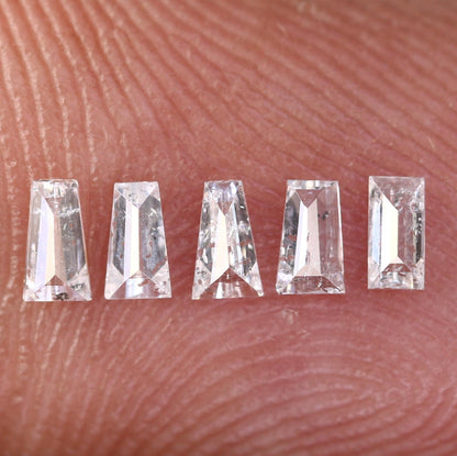 Salt and Pepper Loose Diamonds - Natural Baguette Cut, 0.29 CT Total, SI Clarity, 3.00-3.40 MM (Set of 5 Stones) for Jewelry Making