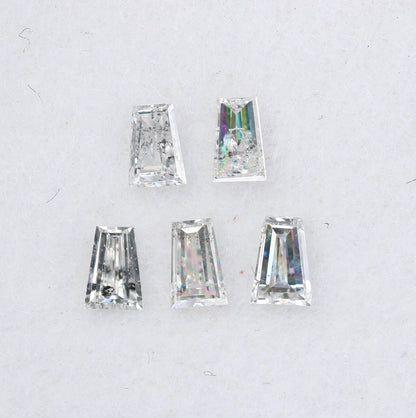 Natural Salt and Pepper Diamonds - 0.25 CT Baguette Cut, SI Clarity, 2.70-2.80 MM (Set of 5) for Jewelry Design