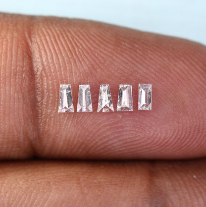 Salt and Pepper Loose Diamonds - Natural Baguette Cut, 0.29 CT Total, SI Clarity, 3.00-3.40 MM (Set of 5 Stones) for Jewelry Making