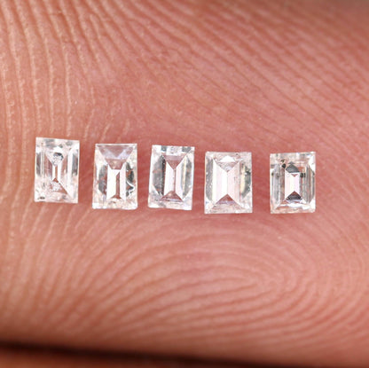0.26 Carat Salt and Pepper Baguette Diamonds, Set of 5 Natural Loose Diamonds, 2.3-2.6mm SI Clarity for Custom Jewelry