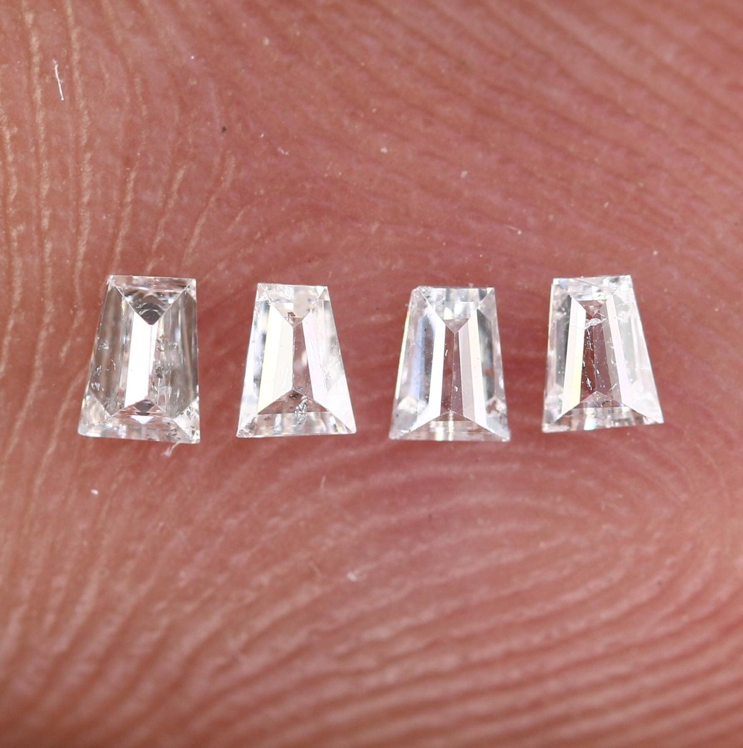 0.19 Carat Salt and Pepper Baguette Diamonds, Set of 4 Natural Loose Diamonds, 2.3-2.6mm SI Clarity for Custom Jewelry