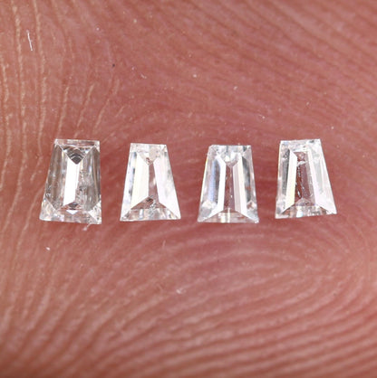 0.19 Carat Salt and Pepper Baguette Diamonds, Set of 4 Natural Loose Diamonds, 2.3-2.6mm SI Clarity for Custom Jewelry