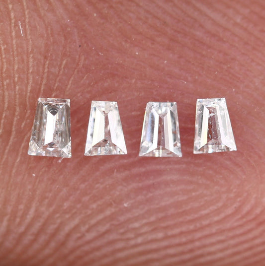 0.19 Carat Salt and Pepper Baguette Diamonds, Set of 4 Natural Loose Diamonds, 2.3-2.6mm SI Clarity for Custom Jewelry