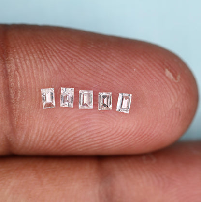 0.26 Carat Salt and Pepper Baguette Diamonds, Set of 5 Natural Loose Diamonds, 2.3-2.6mm SI Clarity for Custom Jewelry
