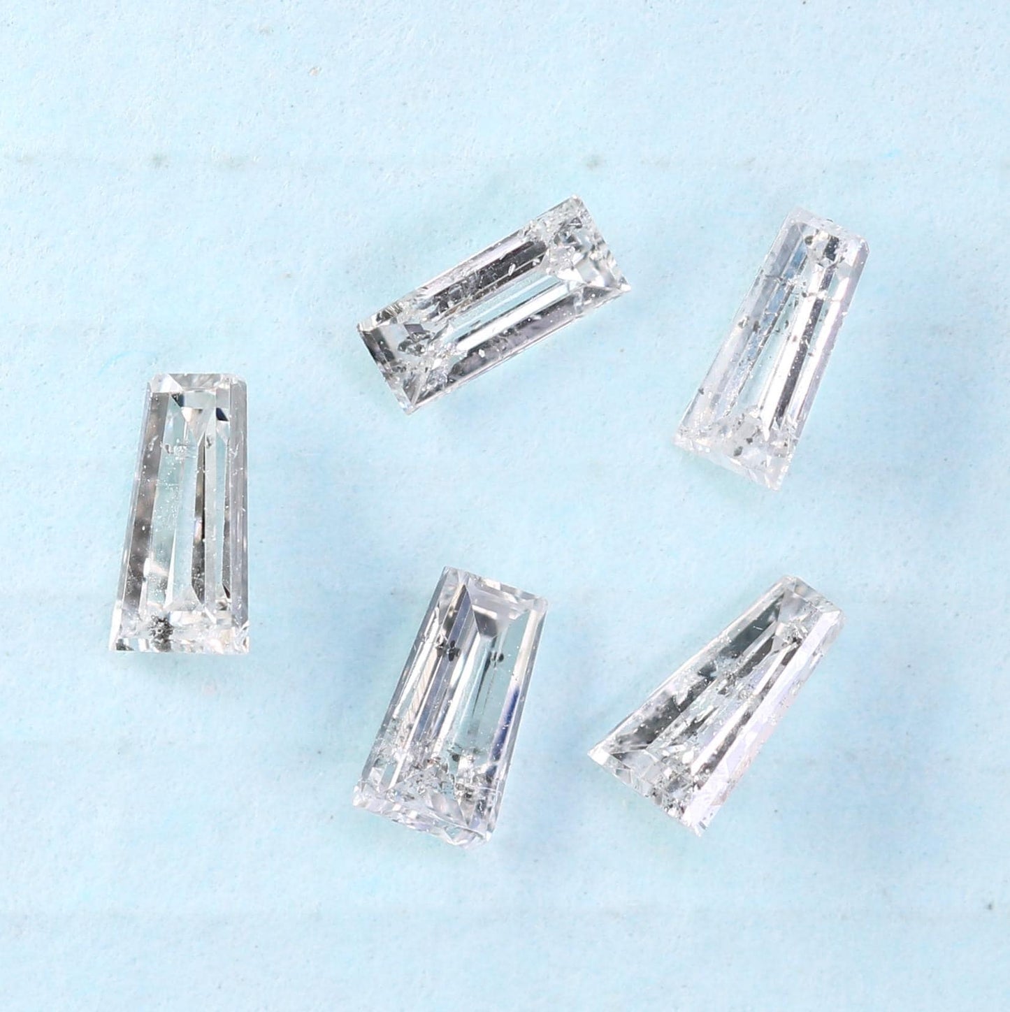 Salt and Pepper Loose Diamonds - Natural Baguette Cut, 0.29 CT Total, SI Clarity, 3.00-3.40 MM (Set of 5 Stones) for Jewelry Making